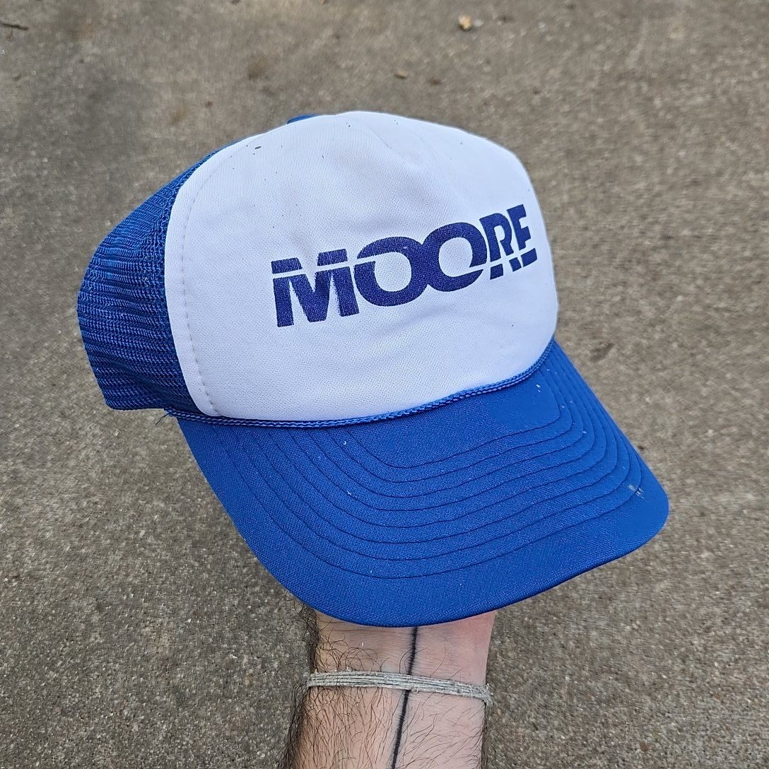 Vintage 80s Players Moore Trucker Hat Roper Blue Mesh Snapback Cap Construction
