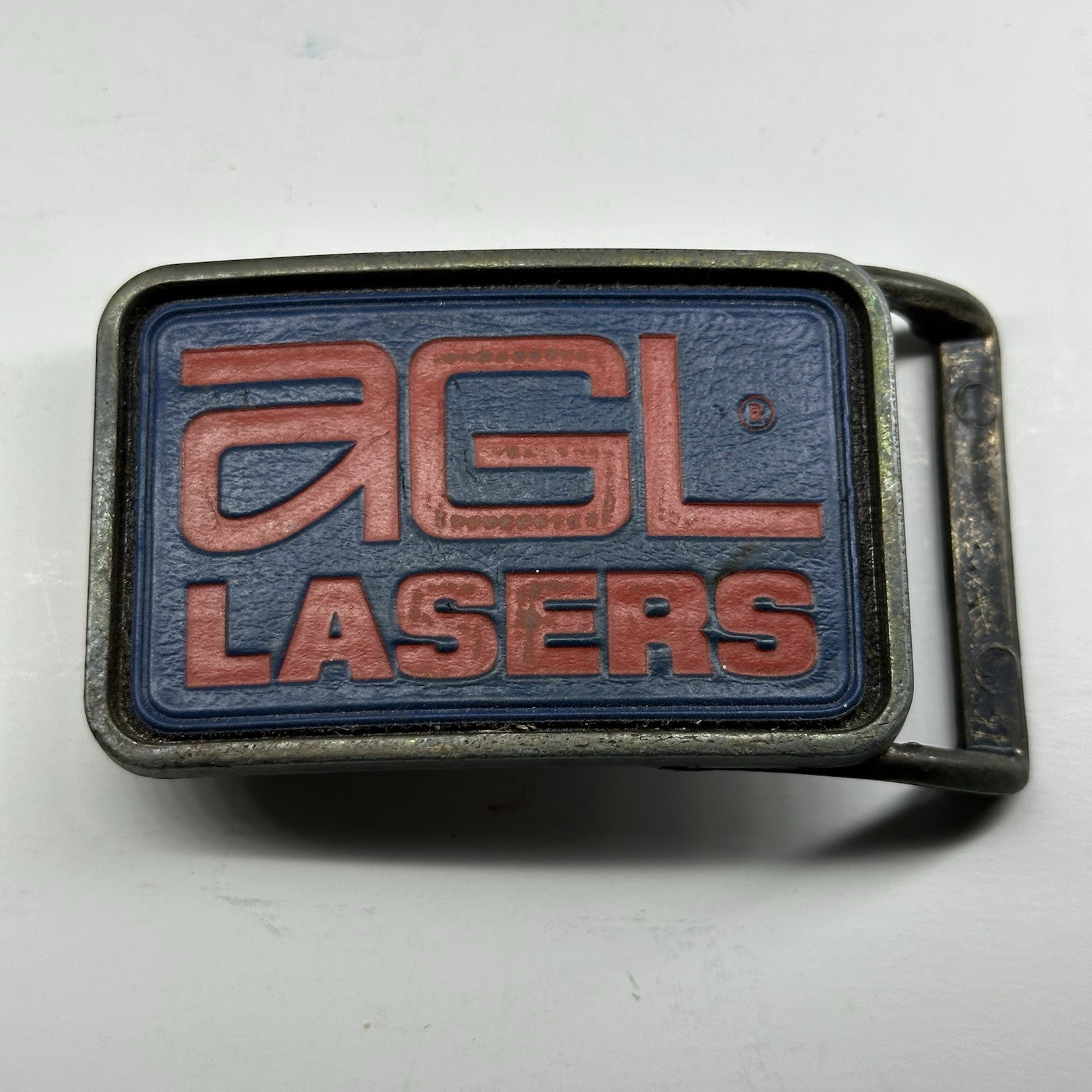 AGL LASERS VINTAGE CONSTRUCTION METAL BELT BUCKLE – SIZE 2 X 3