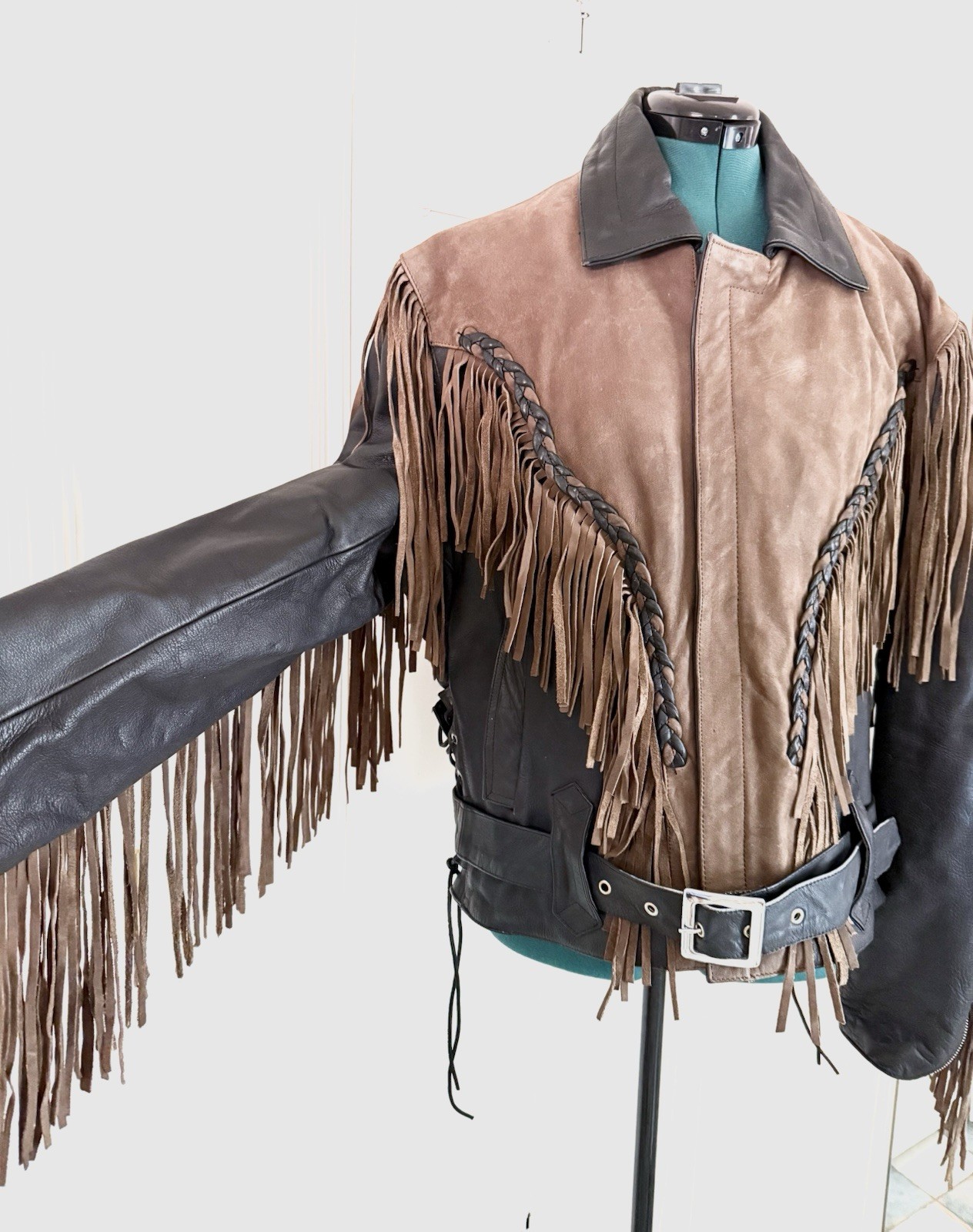 Vintage Brown Fringed Leather Jackets Couples Matching His & Hers by Frontier