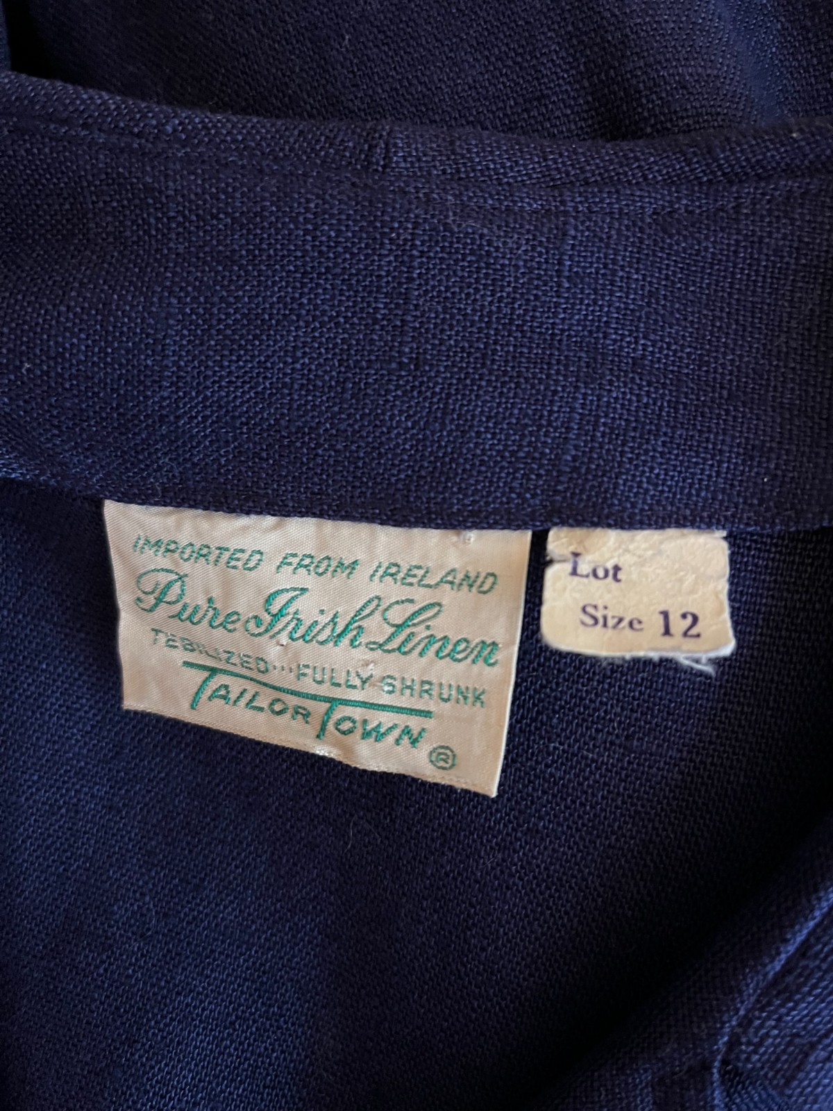 Vintage 1960s TailorTown Size 12 Navy Blue Pure Irish Linen Dress Tebilized
