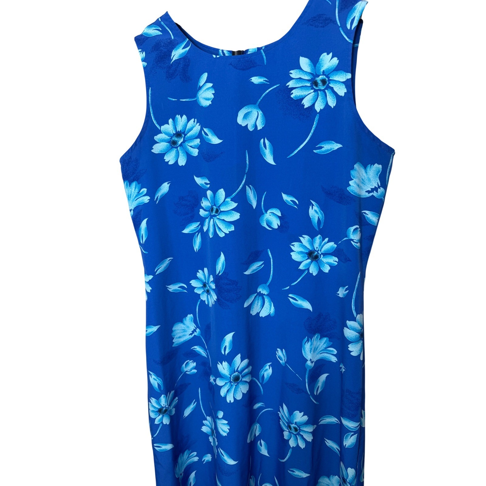 Kathie Lee Collection Blue Floral Sleeveless Maxi Dress Size 12 Vintage