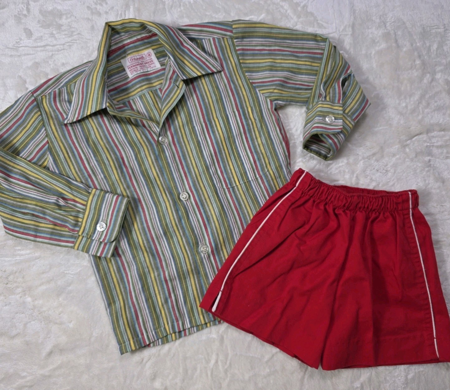 Vintage 70s 80s Boys 2Pc Outfit Grants Shirt Health-Tex Shorts 4T