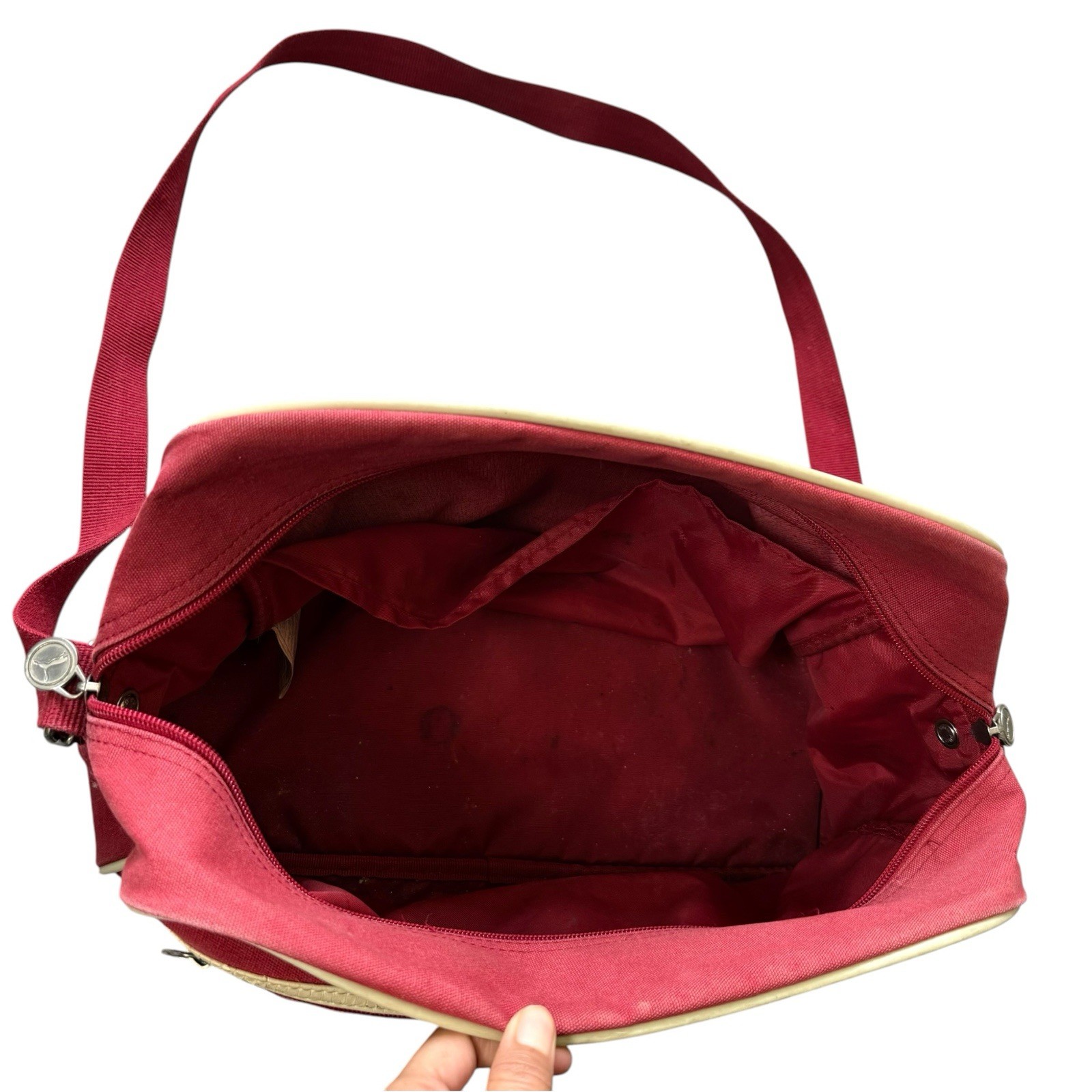 PUMA Vintage Red Canvas White Logo Messenger Bag Crossbody Gym Sport Retro