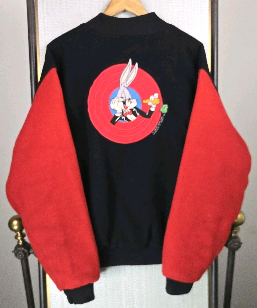 BUGS BUNNY x ABC SUPER SATURDAY VTG Mens 2XL Wool Bomber Varsity Jacket Insulate