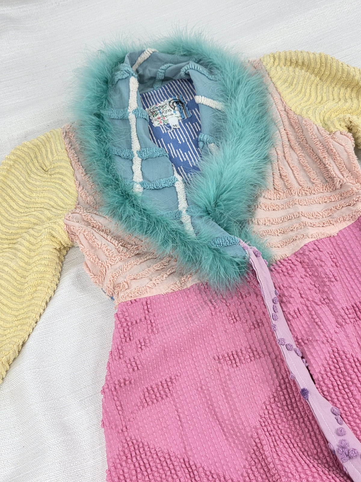 Vtg Marilyn Wolf Designs Girls Chenille Robe Belt Girls Unique Bright Colorful