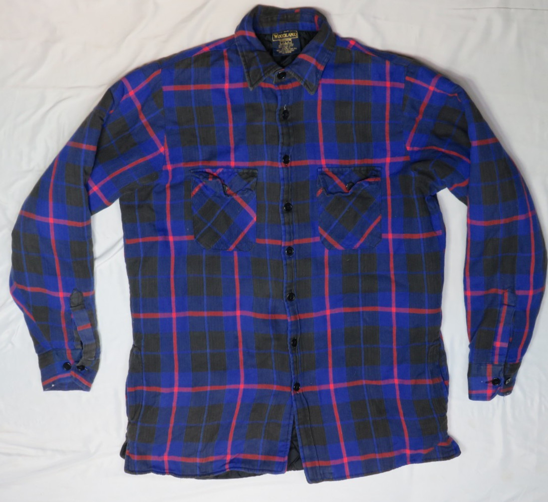 WOODLAND TALL MAN L RED BLUE PLAID THERMAL QUILT INSULATED LINdED FLANNEL SHIRT