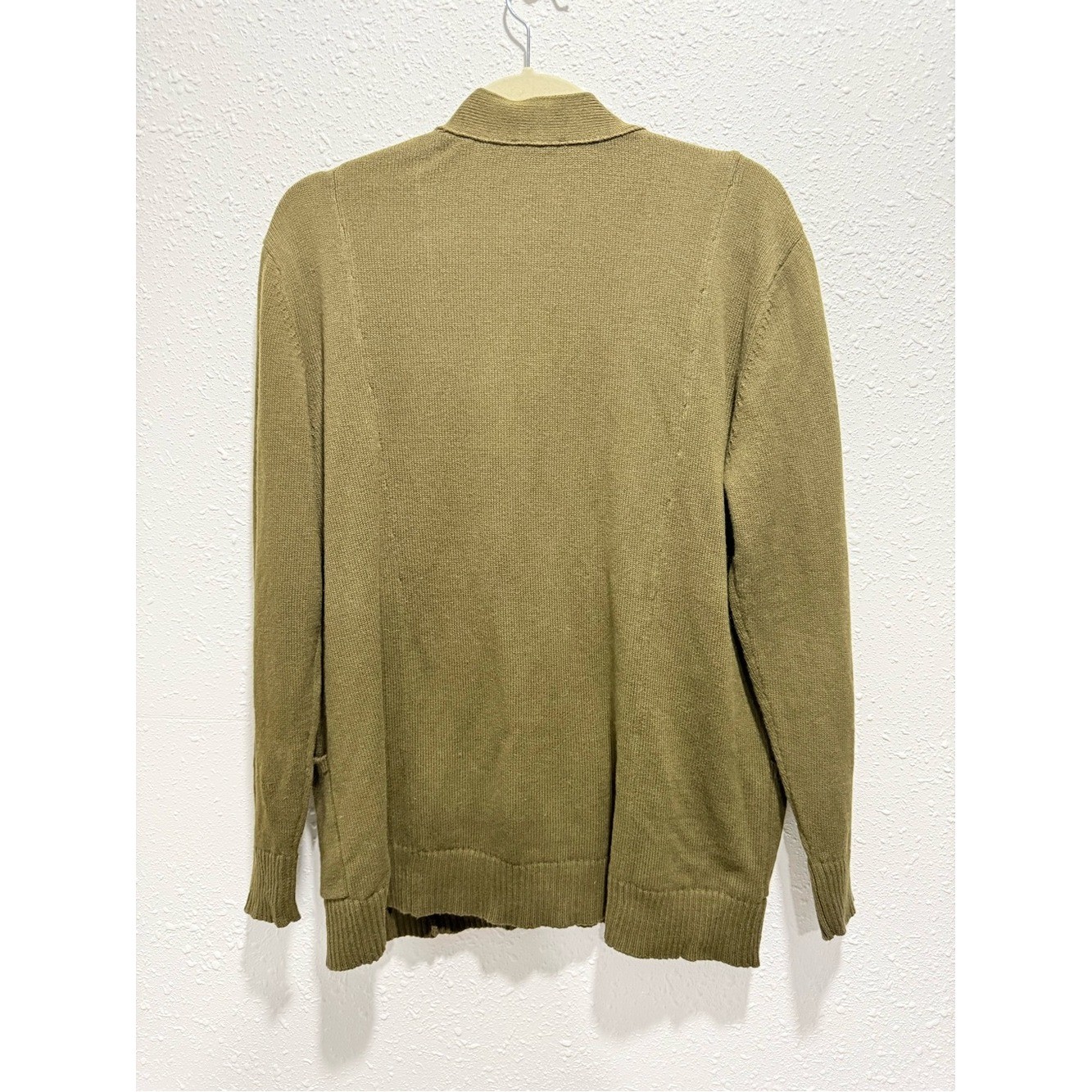J. Jill cashmere, cotton and wool blend Olive Green Button-Front Cardigan L