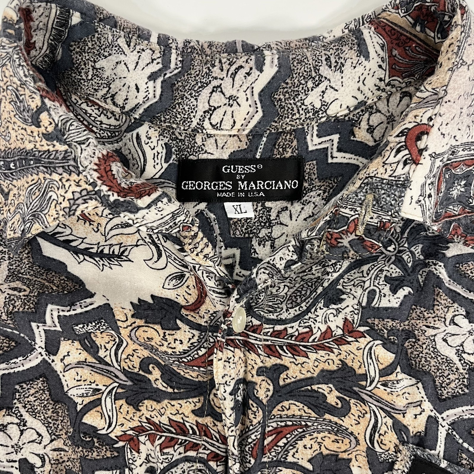 1980s Vintage GUESS Rayon XL Single Stitch USA Georges Marciano sharp