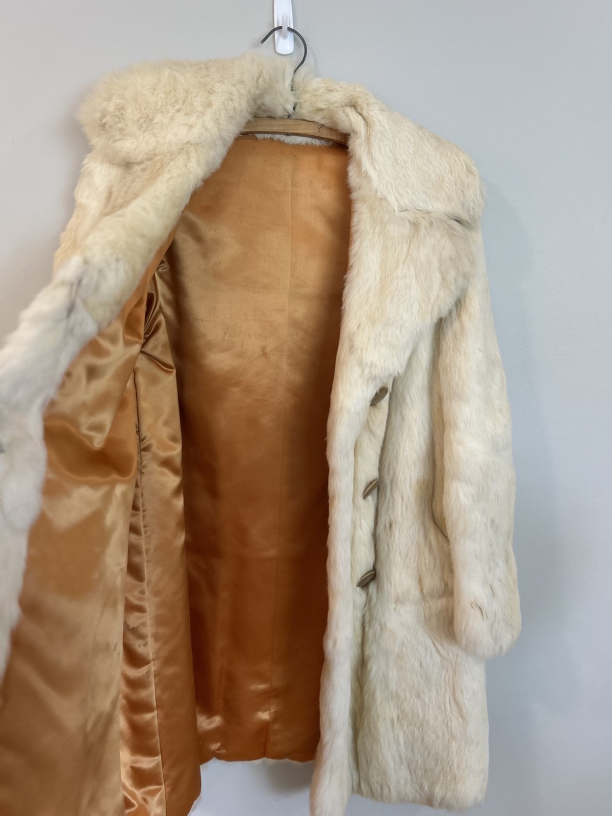 Vintage Genuine Ermine Mid Length Fur Evening Coat White / Blonde 1950s