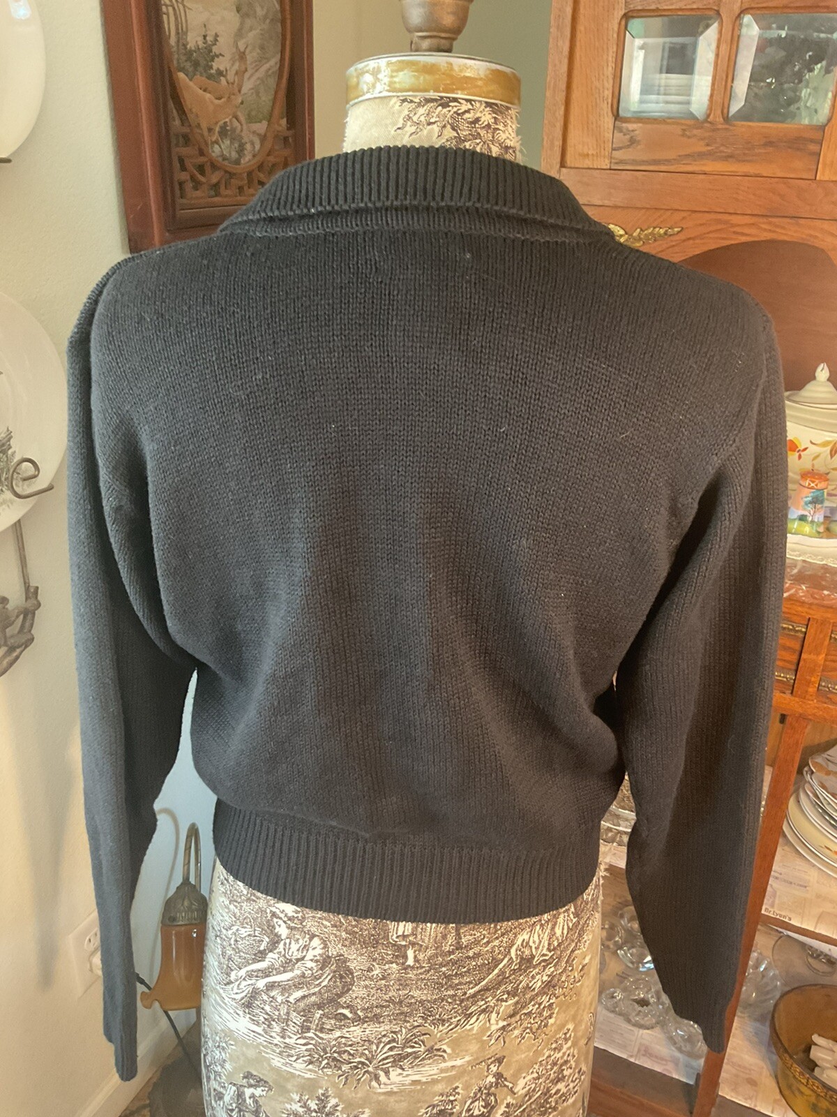 Vintage YARNWORKS Irridescent BEAD Holiday Winter Cotton Cardigan Sweater M
