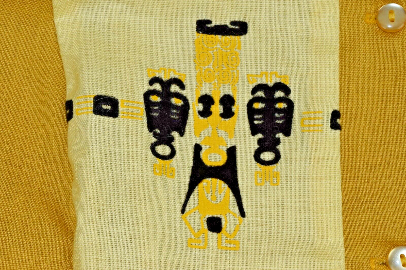 Vintage Nat Nast Bowling Shirt Size 36 60s Golden Wheat Totem Embroidery Rayon