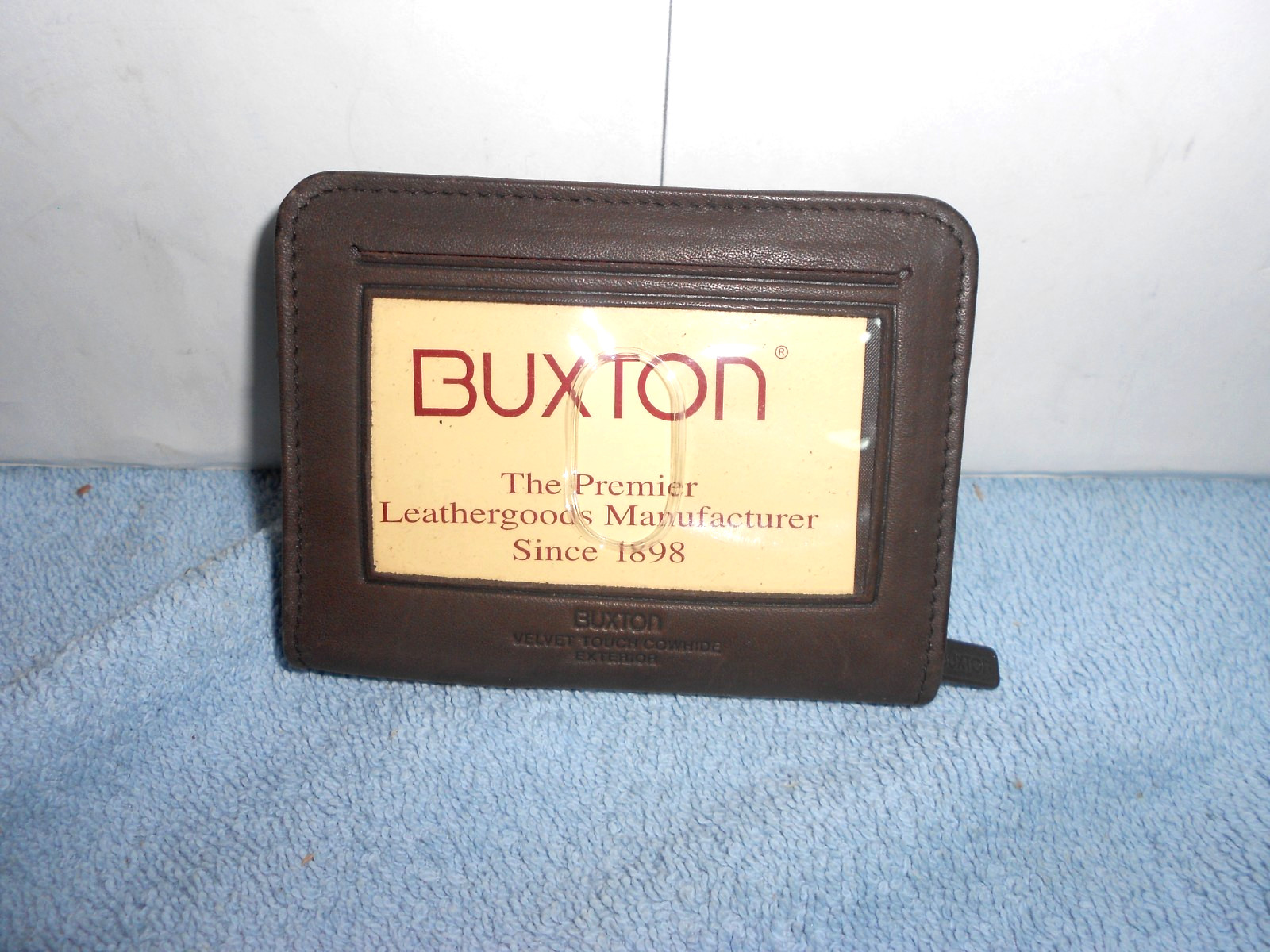 VINTAGE NEW HAND MADE BUXTON PREMIER ZIPPER LEATHER WALLET -DARK BROWN – Z 554