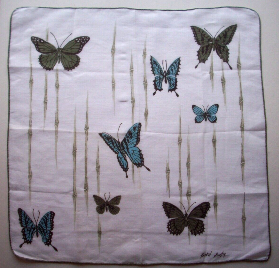 Butterflies Faith Austin vintage Handkerchief hanky