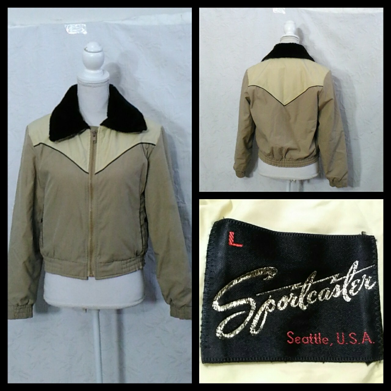 Sportcaster Vintage Coat Women’s Large Brown 1970’s Cropped Faux Fur #J3205