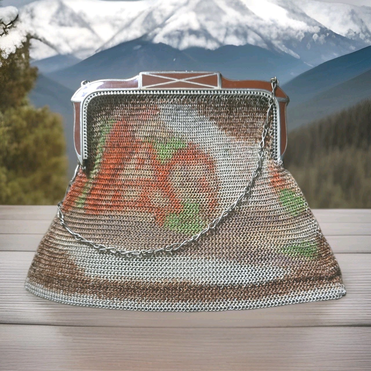 Whiting and Davis Vintage Metal Mesh Purse with Chain Strap