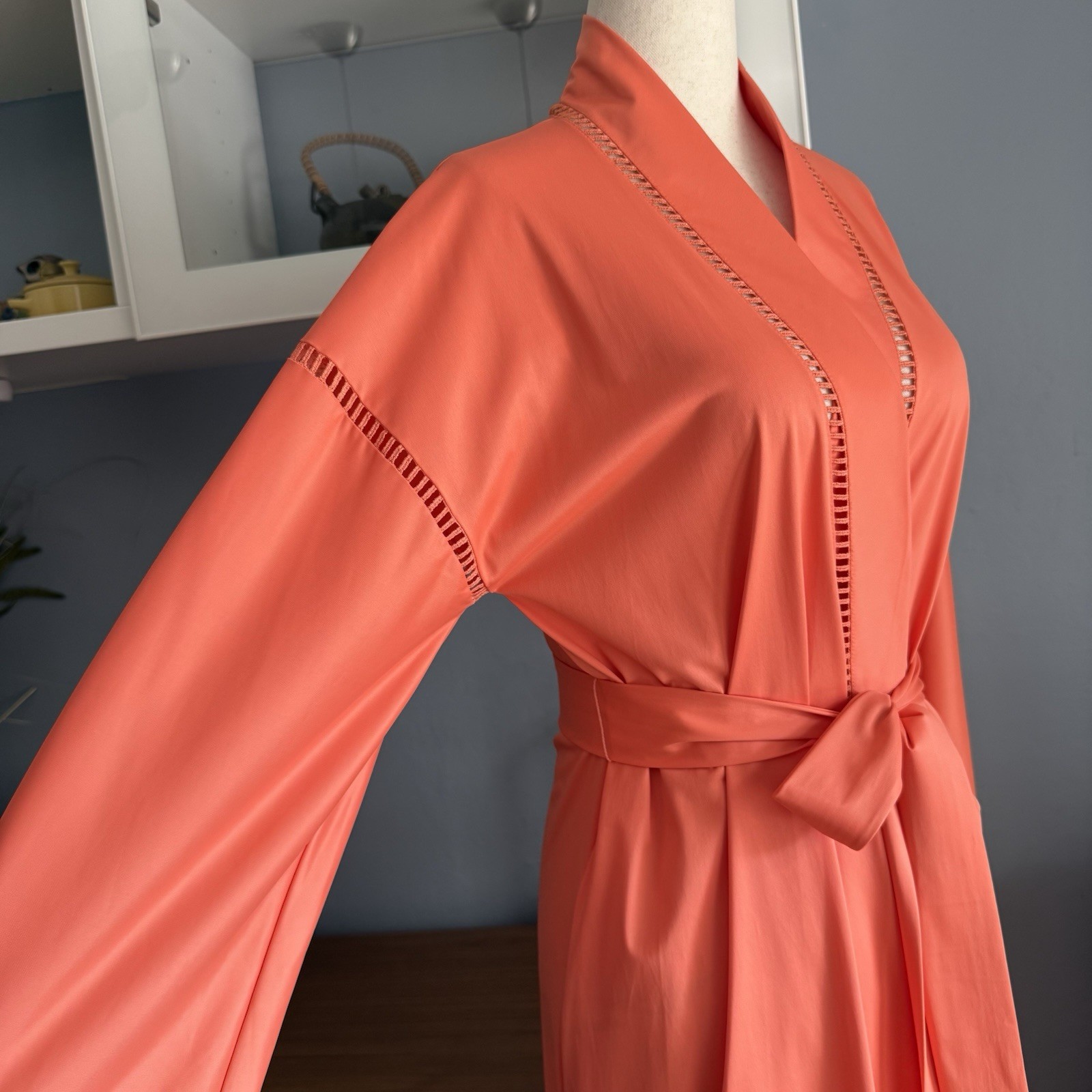 Vintage 60’s Vanity Fair Robe Dressing Gown Lingerie Peach Size S P