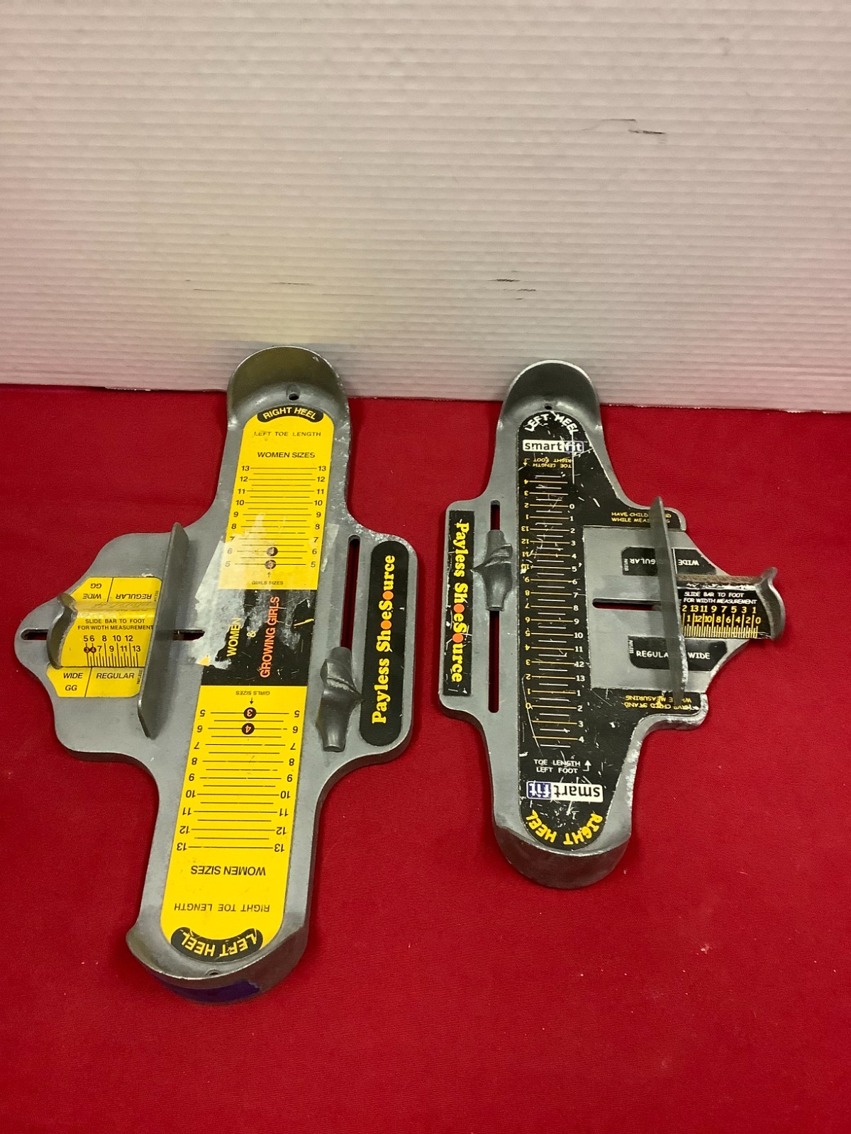 2 Vintage Payless Shoe Source Sizer Brannock Device Metal Measurement device