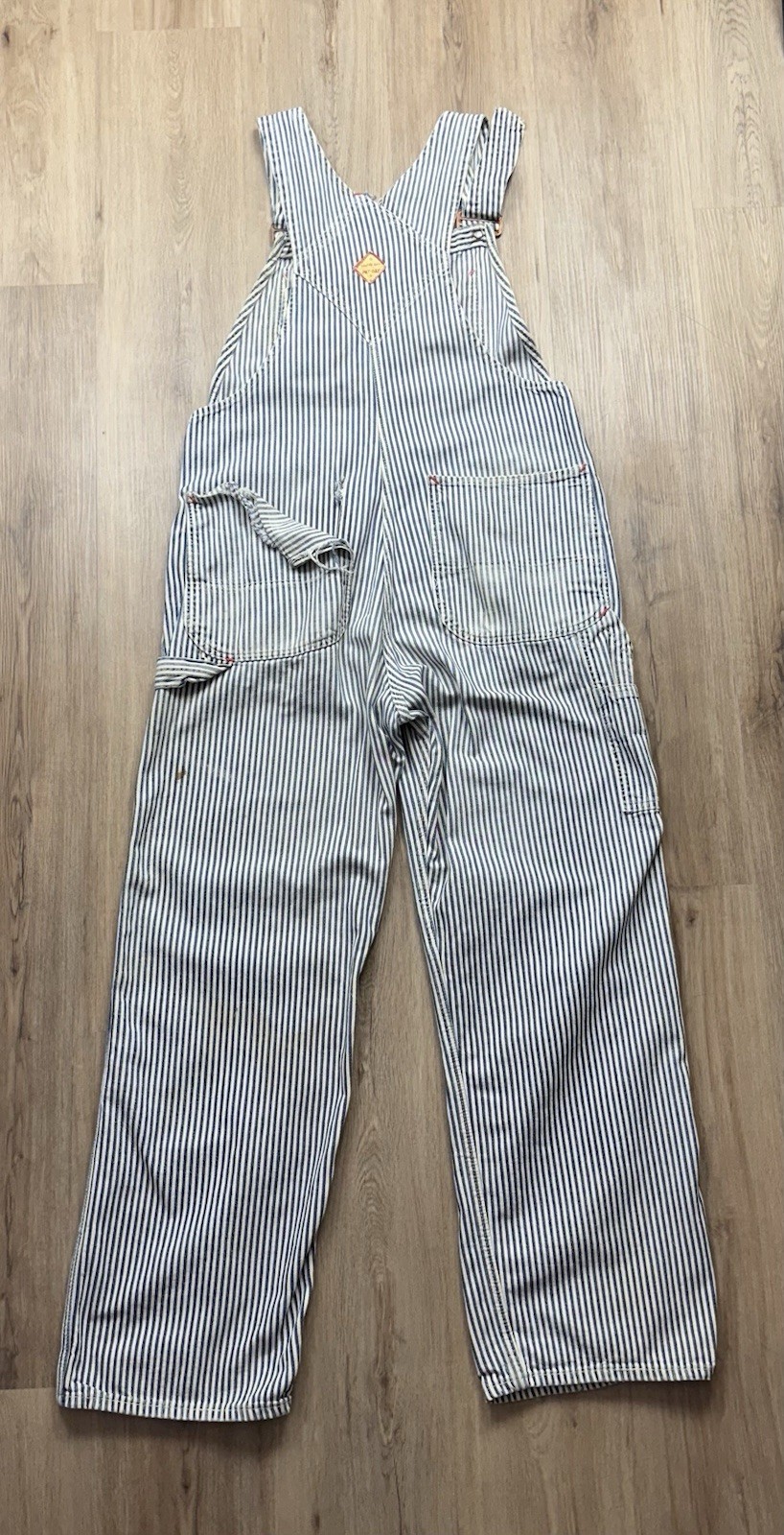 50s VINTAGE Penneys Pay Day Hickory Stripe Bib Overalls Size 34 Sanforized