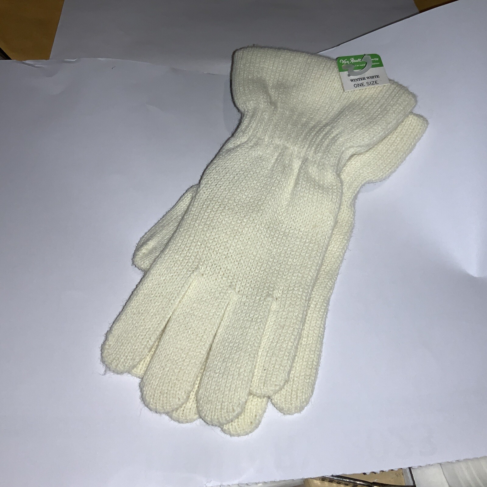 Vintage Van Raalte Knit Gloves Winter White Women’s 9″ Long – ONE SIZE Fits All