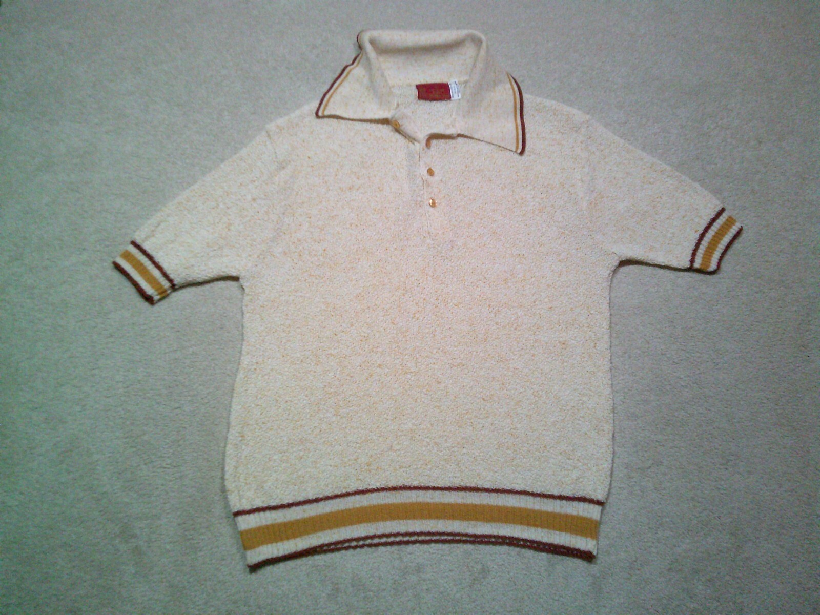 VTG 60s Sears Sweater Shirt Mens Medium Beige Silk Blend Kings Road Shops