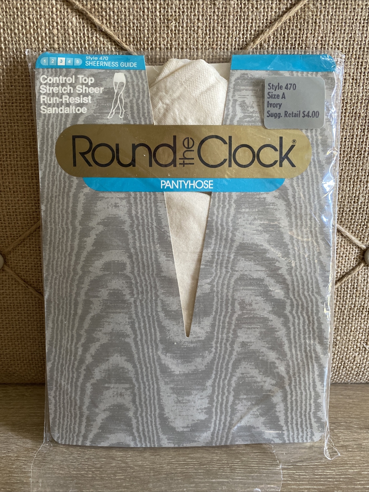 1980’s Round the Clock Control Top Pantyhose Size A Ivory Style 470 Made USA