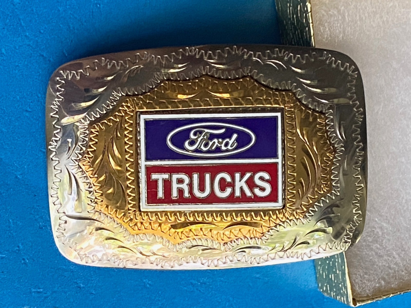 VINTAGE HAND CRAFTED BILL DUGGAR FORD BELT BUCKLE USA CAR / PICKUP TRUCK