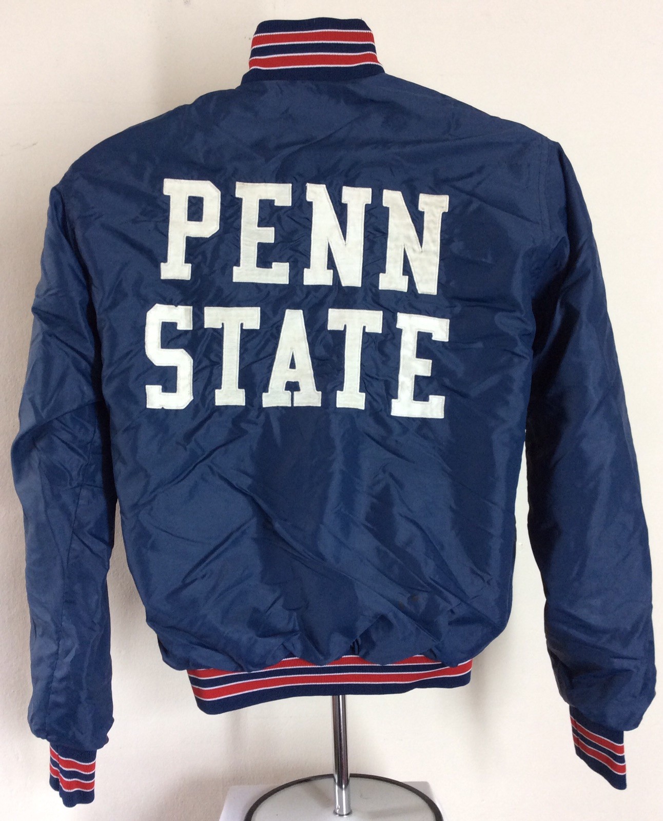 Vtg 70s 80s Penn State Jacket Blue XS Baseball Style Windless Windbreaker