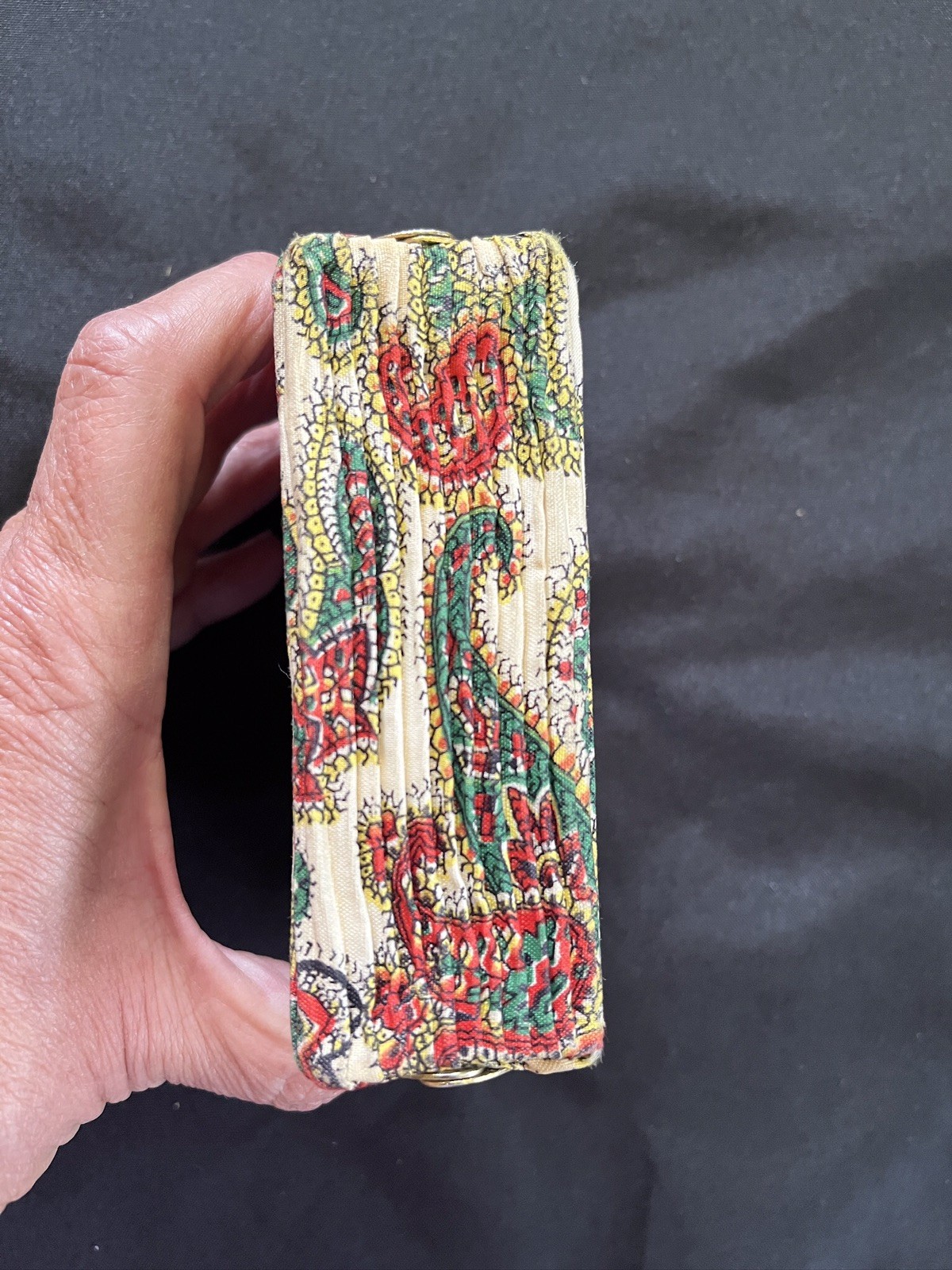 Vtg Fabric Trinket Box Bag Japan Playing Card Holder Purse Whimsical Clutch MCM