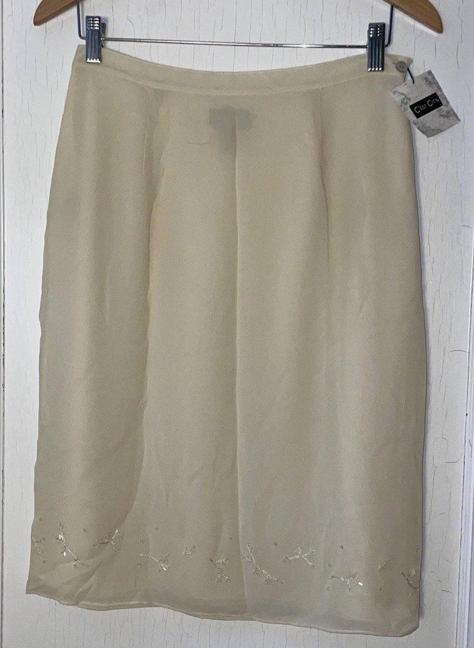 Vintage C’est City Silk Beaded Fairy Skirt Sz 8 Ivory “Baby’s Breath” Y2k NWT