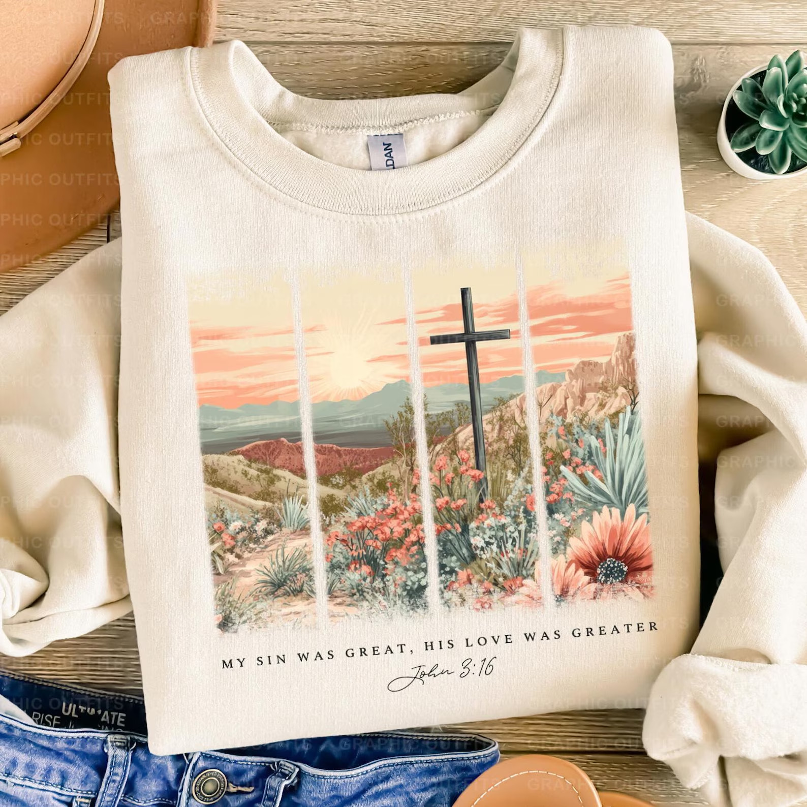 Christian Easter Cross T-Shirt My Sin Was Great His Love Was Greater Tee