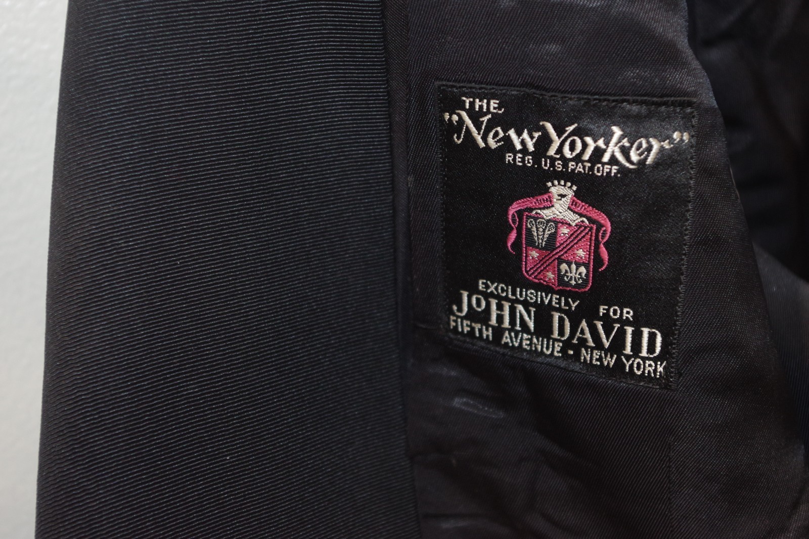 J3 Antique John David New York Black Wool Tuxedo Jacket 38USA Made Peak Collar