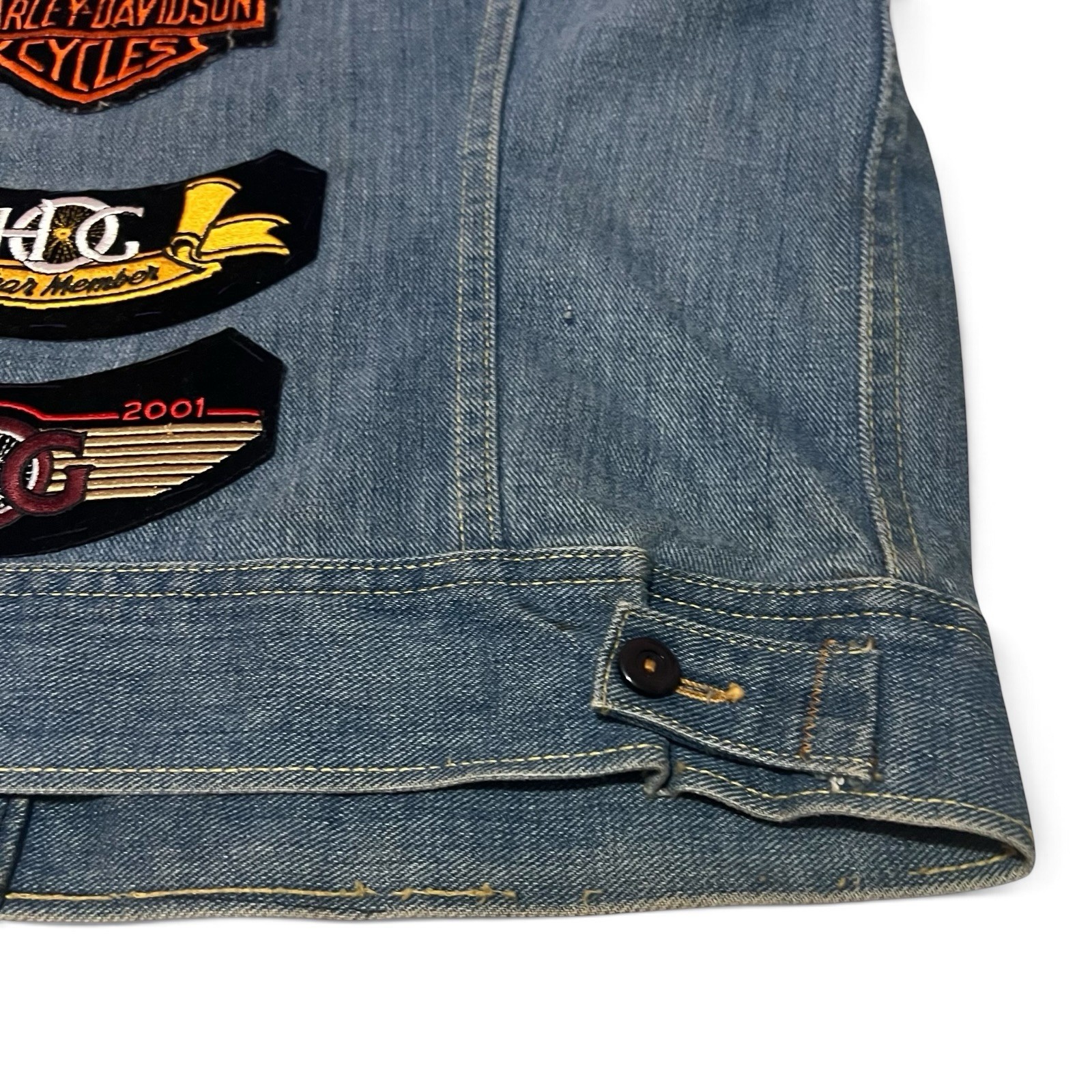 Vintage USA Lee Harley Davidson HOG Patch Denim Jacket 1987-2001 10 Year L