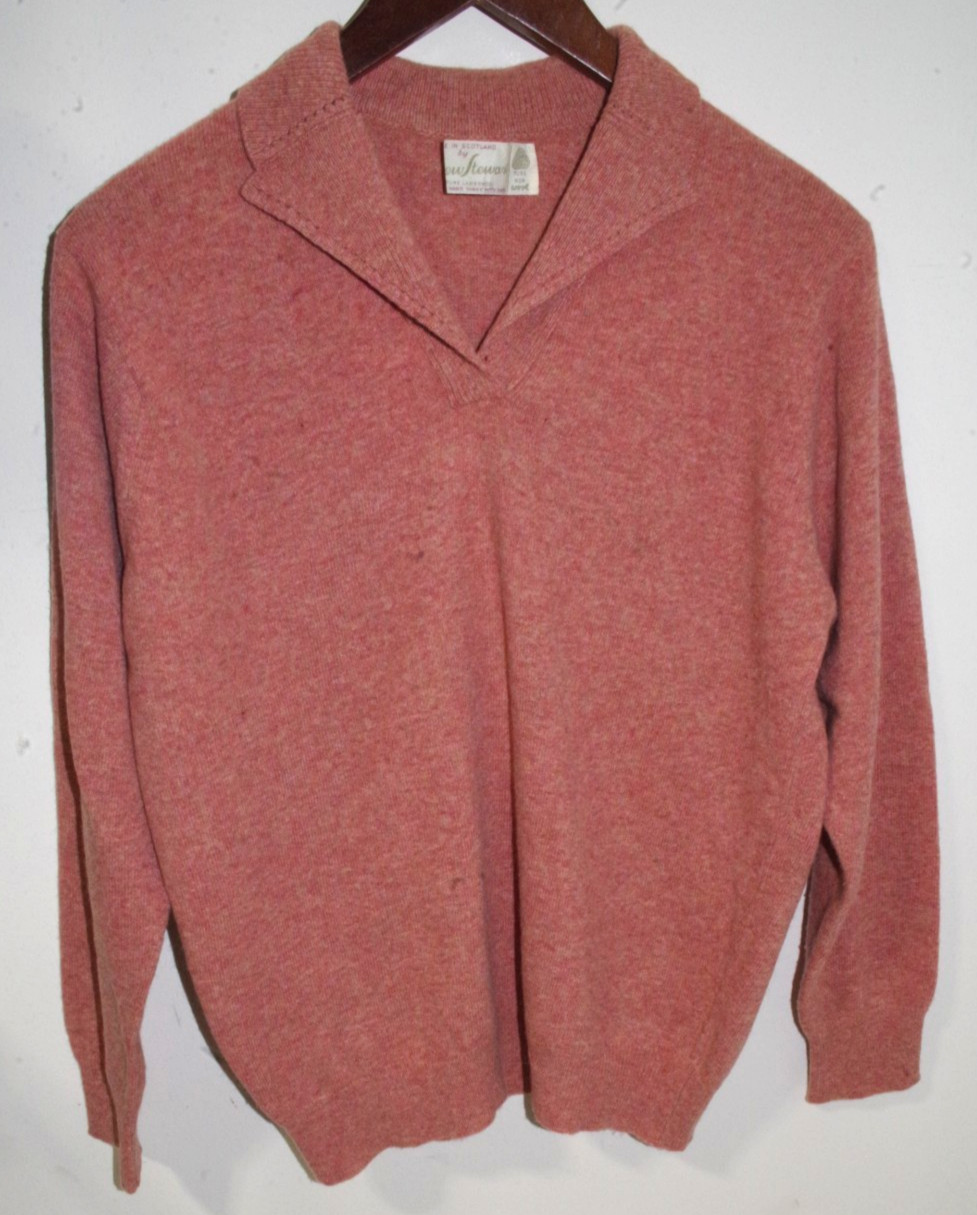 X6 Andrew Stewart Women’s S/M Sweater 100% Pure Lambswool Coral Heather Scotland