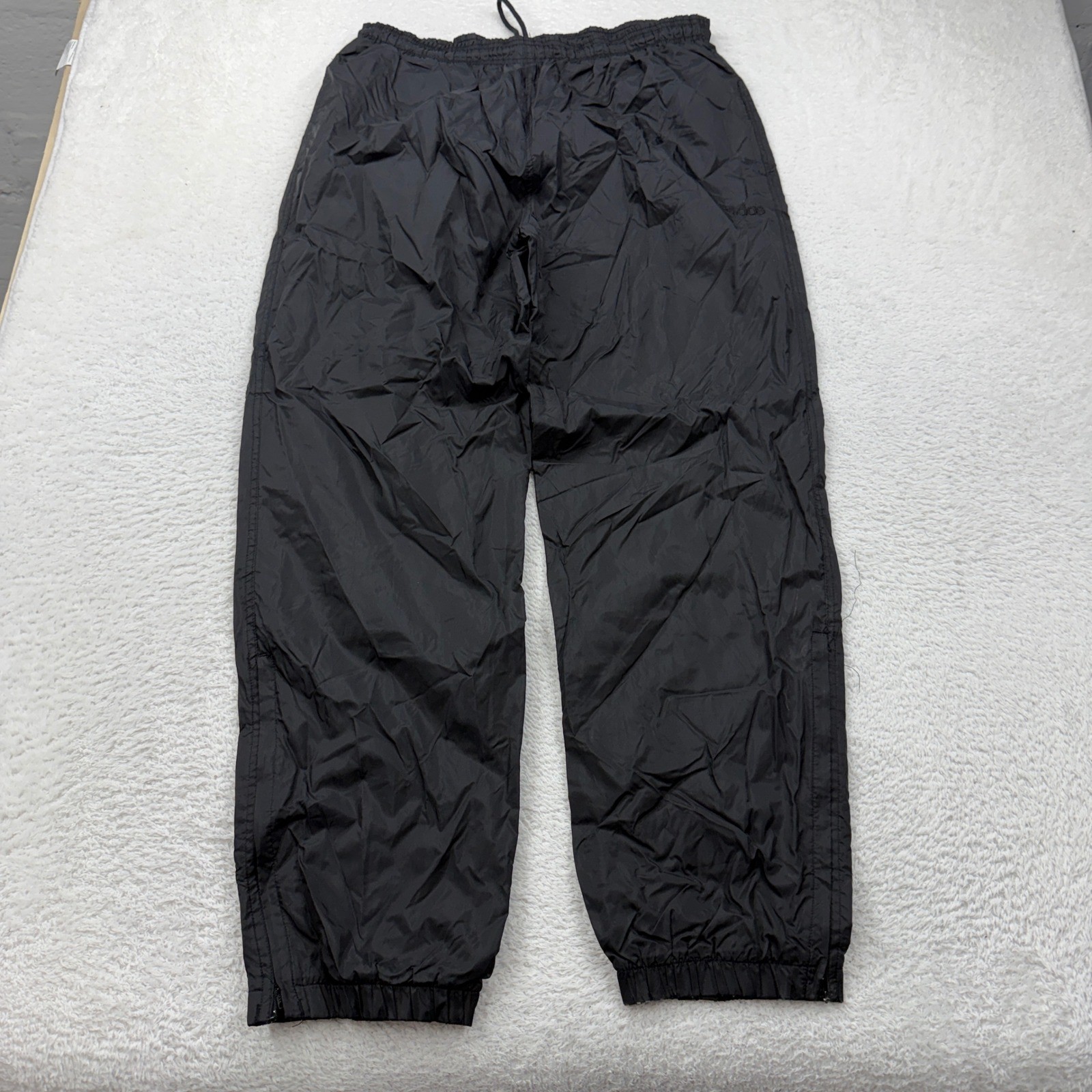 Adidas Vintage Black Nylon Windbreaker Track Pants Mens Large Ankle Zip 90s L