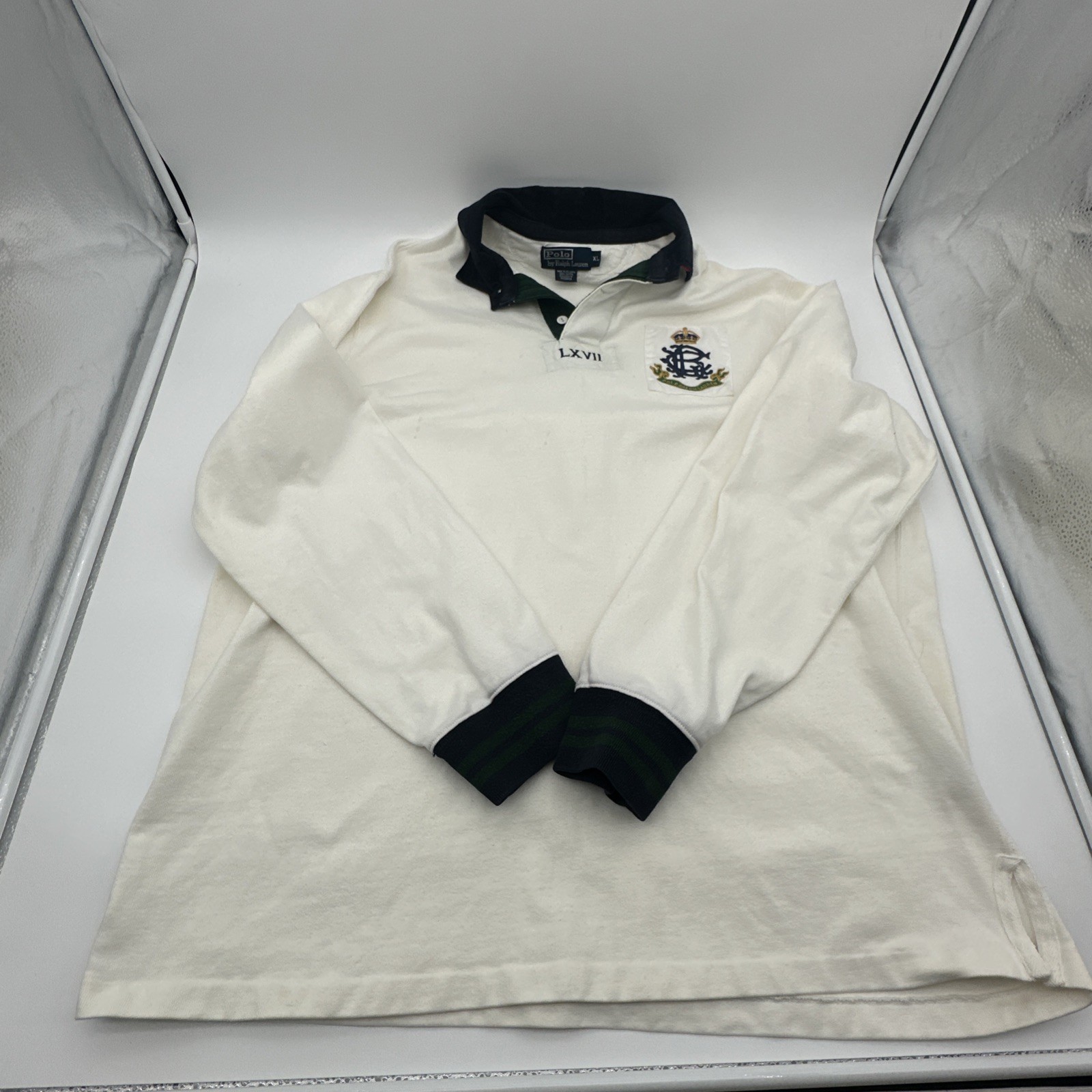 VTG Ralph Lauren Polo Sport Rugby Long Sleeve Shirt Embroidered Crest XL PRL