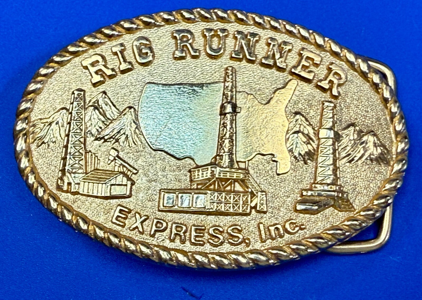 RIG RUNNER EXPRESS Inc. Texas Oilfield Oil & Gas Drilling Well Belt Buckle