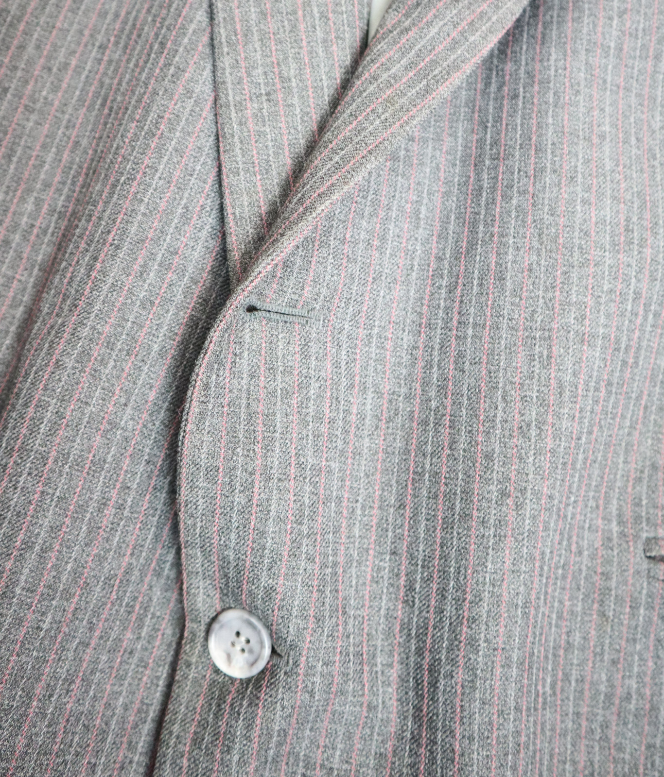 VINTAGE MEN S GRAY PINSTRIPE BLAZER JACKET – HAGGAR – SIZE 46L