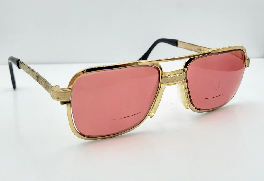 Vintage SRO Hartford Gold Square Pilot Metal Sunglasses Japan FRAMES ONLY