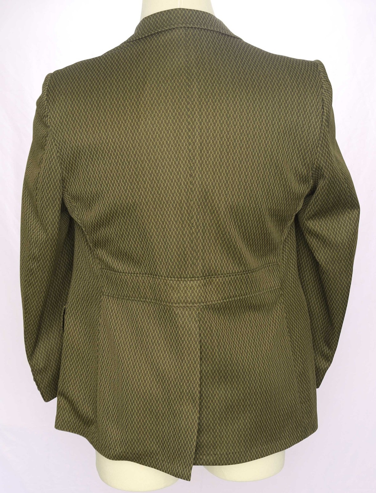70s Vintage Polyester Leisure Jacket Sport Coat Brown Green Honeycomb Pattern 44