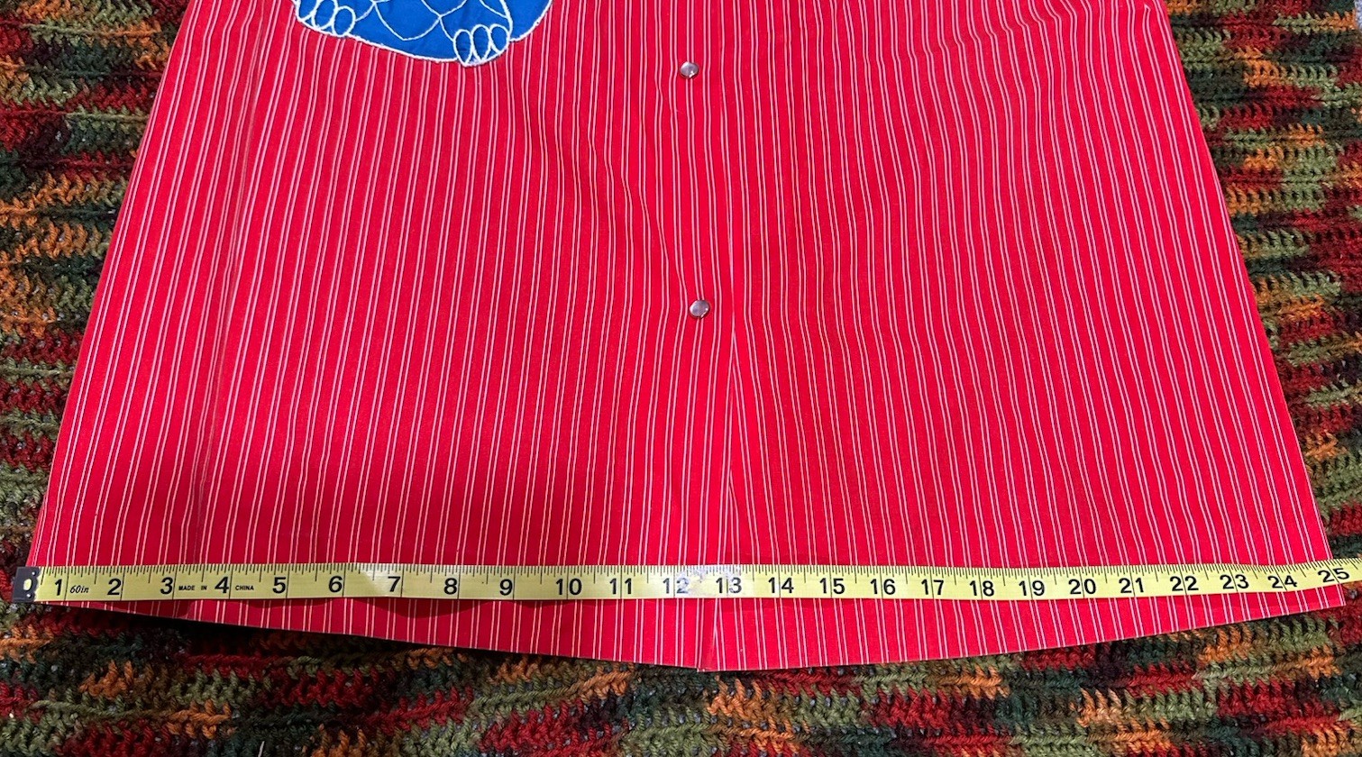 Vintage 70’s Mid Century MOD Owl Komar House Dress Muumuu Pearl Red Stripe Sz S