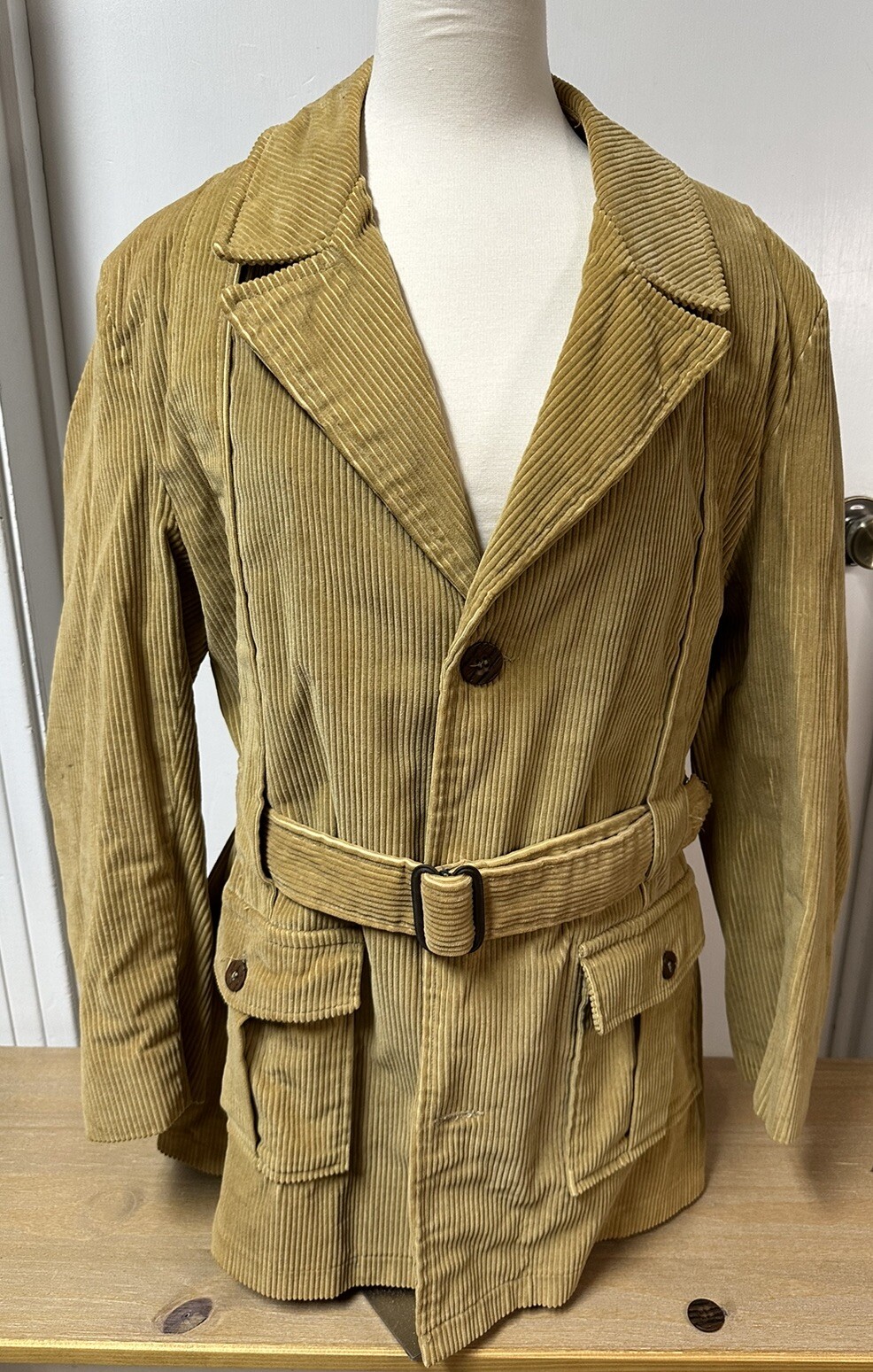 Vintage 1970 s English Squire Original Corduroy Jacket Retro Sz 42 Tan Brown