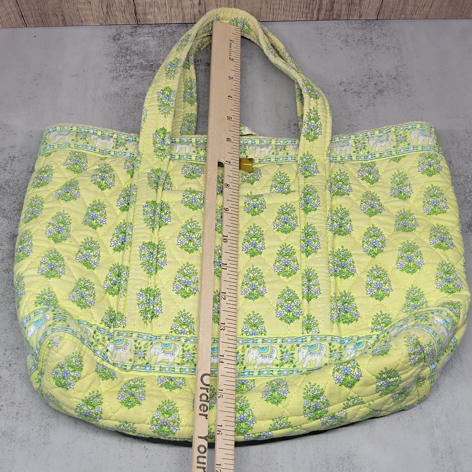 Vera Bradley Quilted Tote Bag Citris Elephant Floral Paisley Yellow Blue
