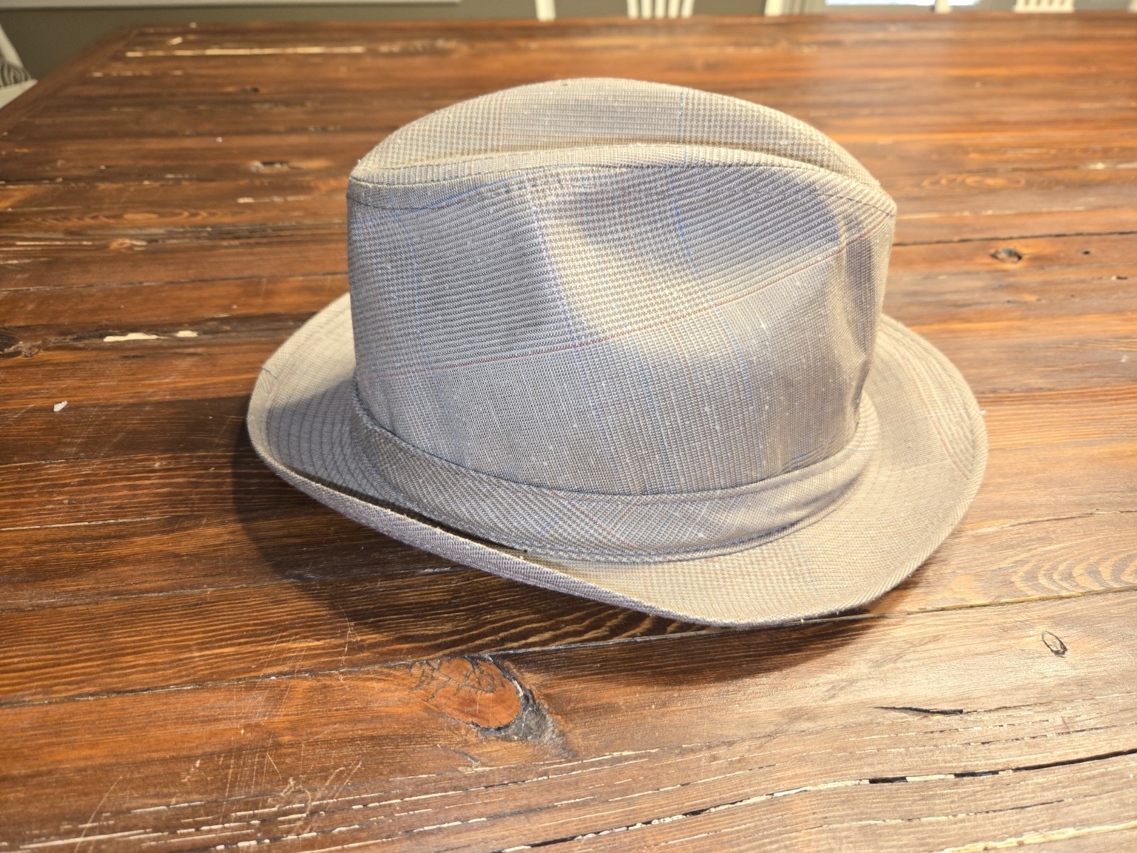 Vintage Dobbs Fifth Avenue Fedora Hat Size 7 1/8 Camel Glen Plaid Trilby USA