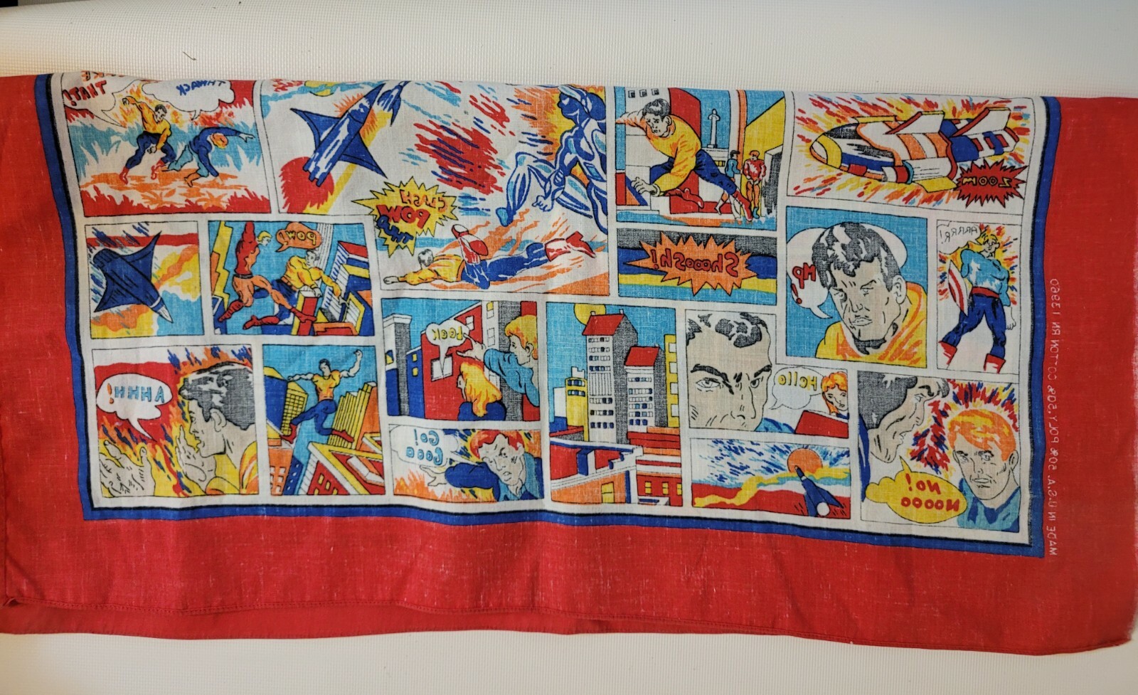 Vintage Pop Art Comic Superhero Bandana ~21″x22″~Made IN USA