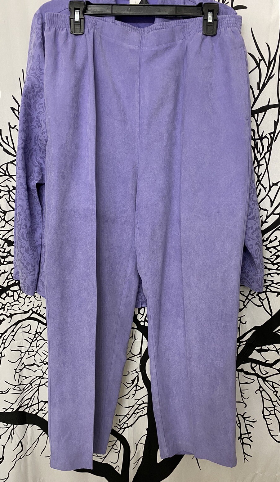 Women’s Easter Pant Suit Purple Lavender Drapers and Damons Suede Feel Large