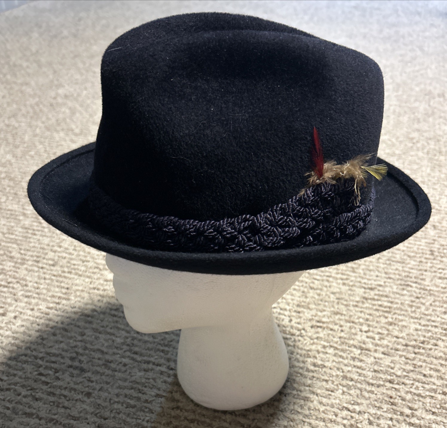 Vintage John B. Stetson Co. The Sovereign Navy Blue Fedora Size 7 3/8