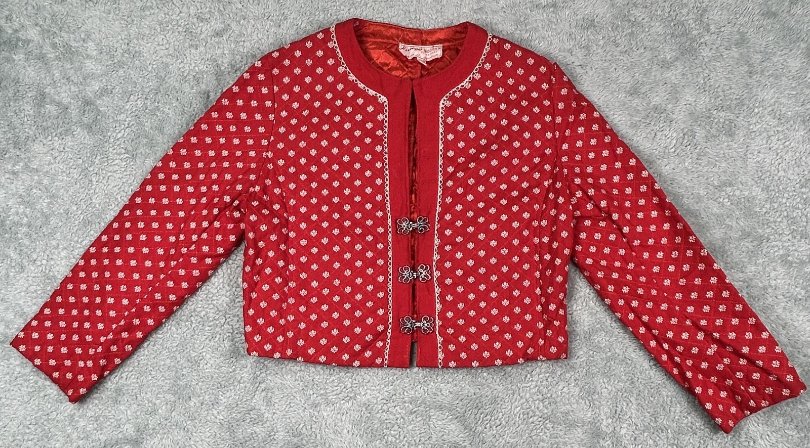 Vintage Hasegg Child’s Coat/Jacket Red 122 Costume Quilted Fleur de Lis Austria