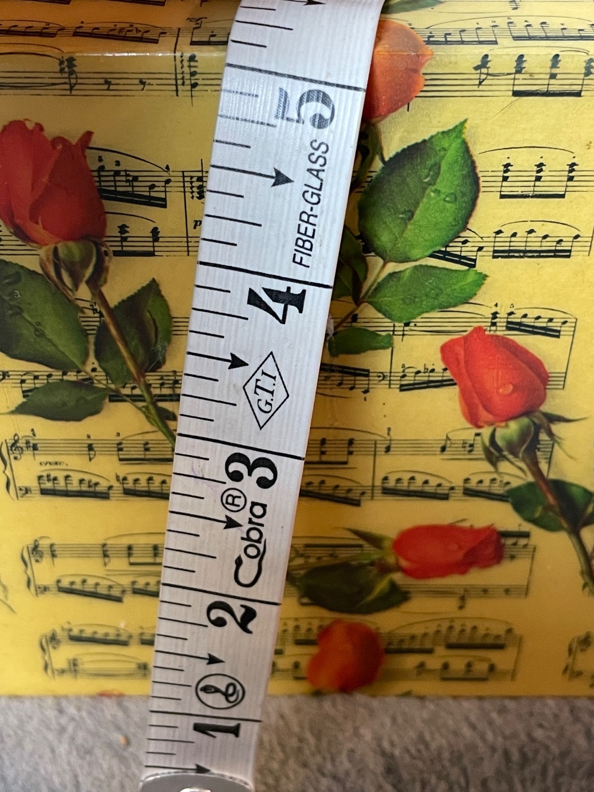 Vintage Gerard Marier Lunchbox Handbag Yellow Decoupage Sheet Music 3D Roses VTG