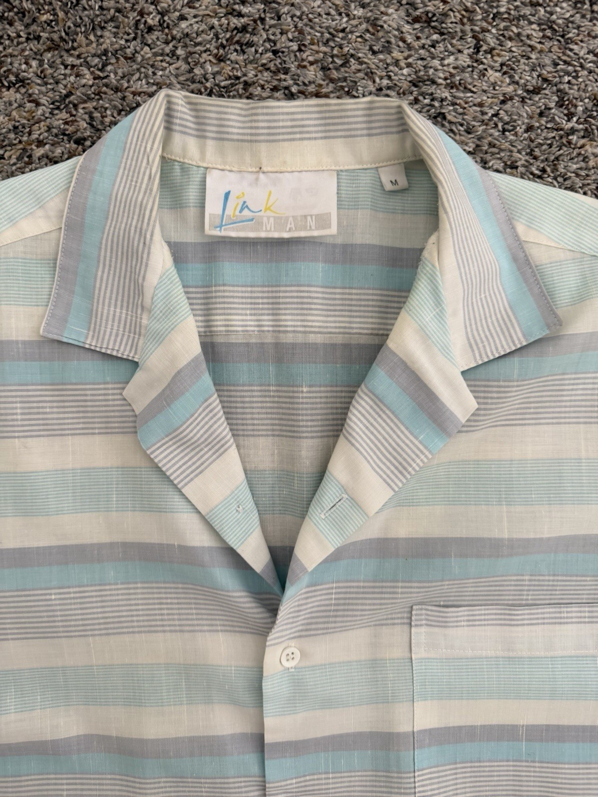 VTG 80s Does 50s Style Open Revere Camp Cuban Collar Rockabilly Border Shirt