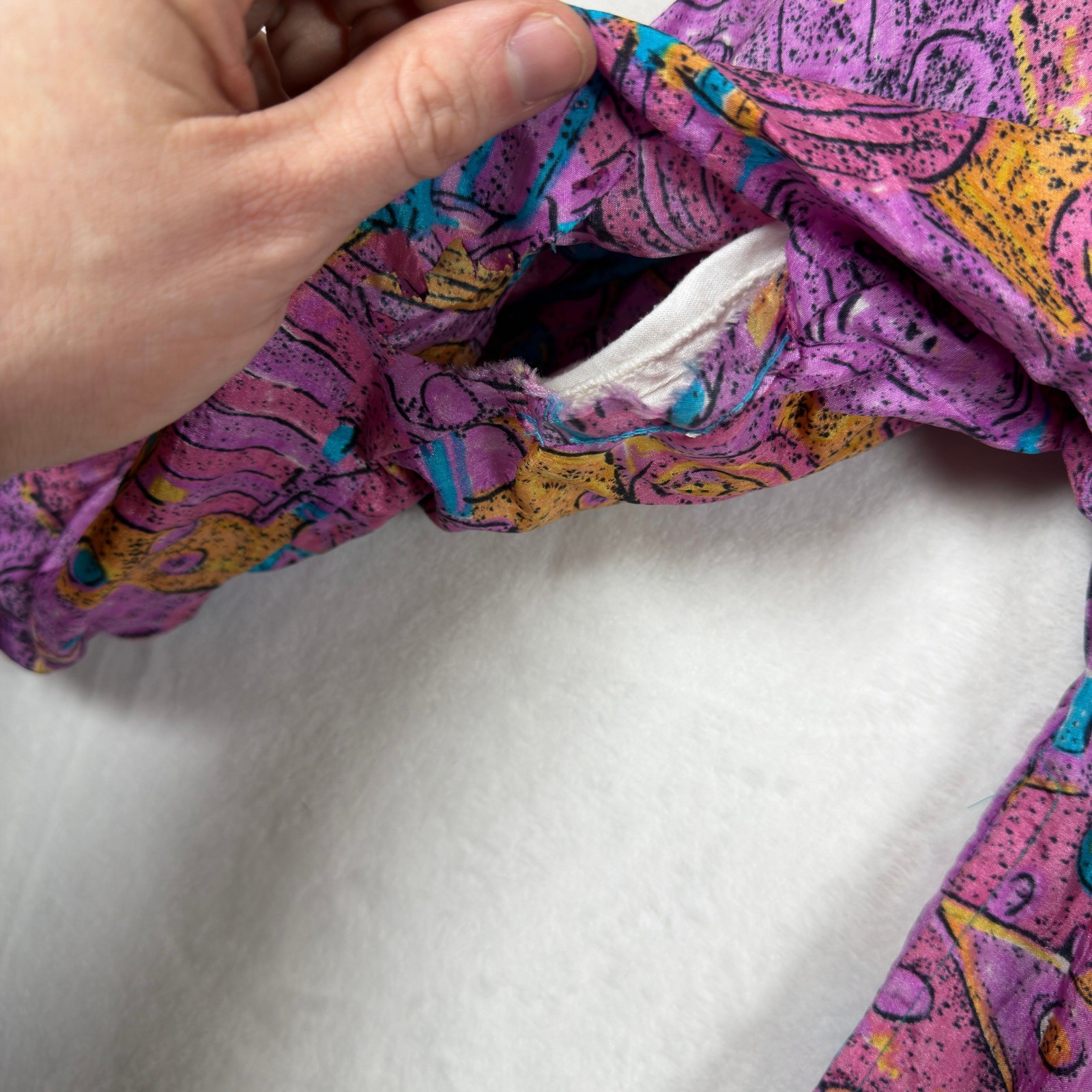 Vintage Lavon Abstract Print Windbreaker Jacket Purple Teal Large 80s 90s Retro